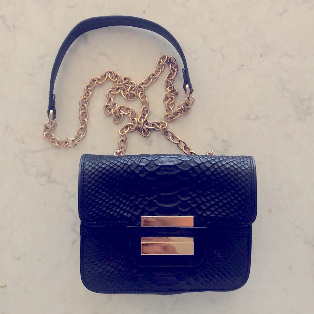 Zac Posen Black Faux Snakeskin Minibag
